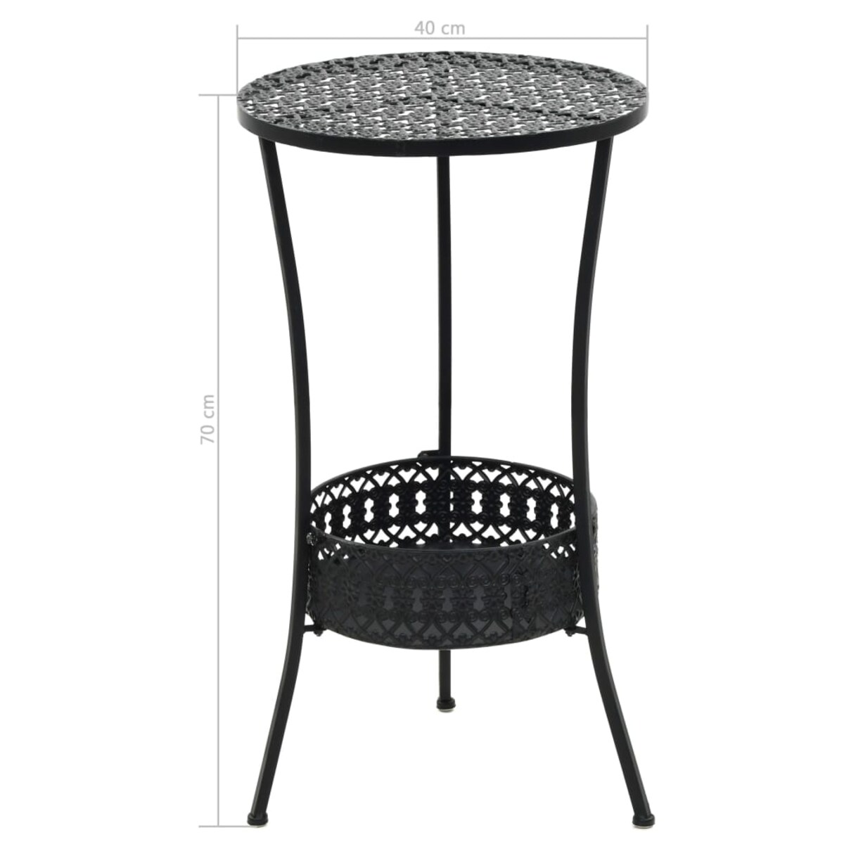 vidaXL Stolik barowy, czarny, 40 x 70 cm, metalowy