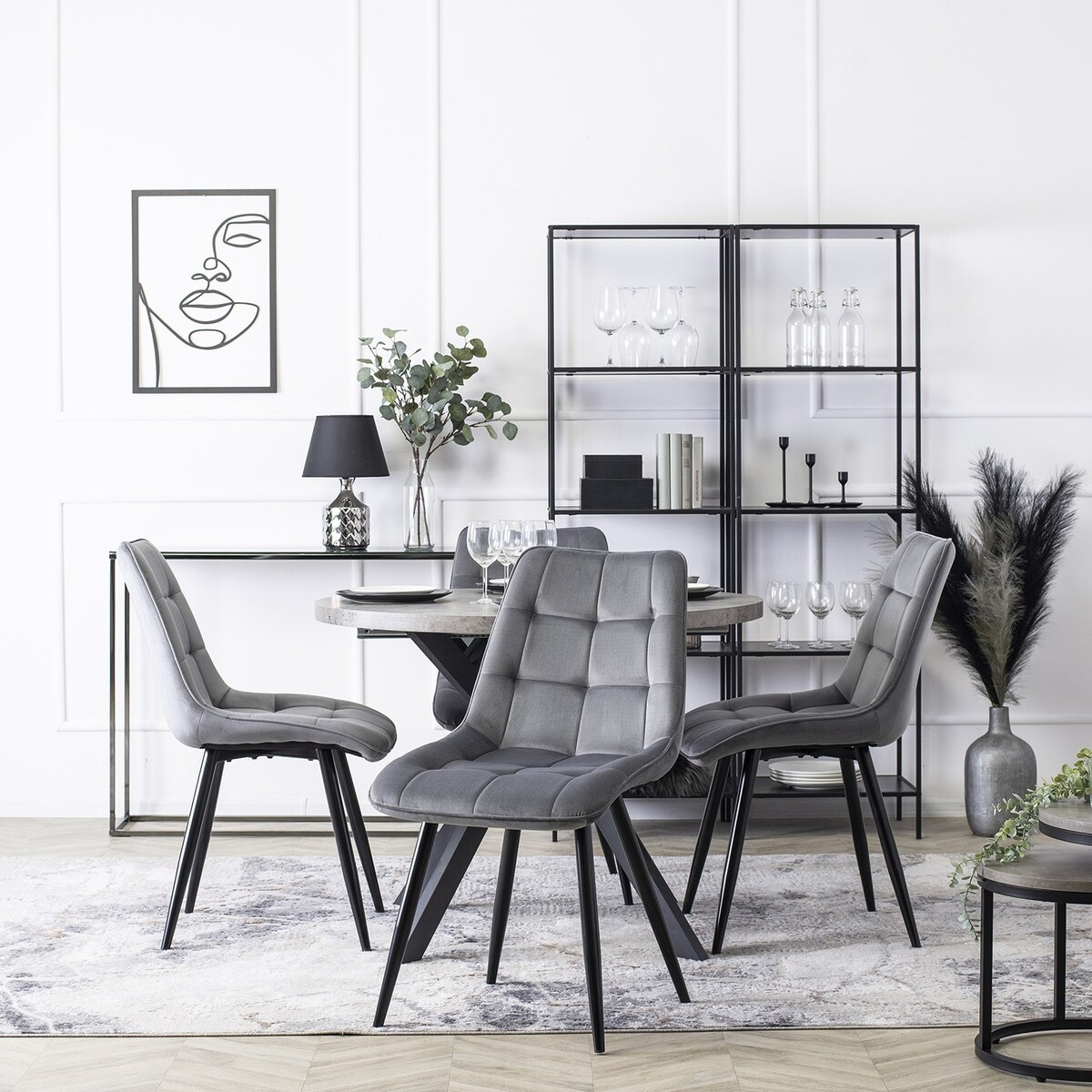 Krzesło Tapicerowane Welurowe Do Salonu Jadalni Loft Velvet Szare RIO