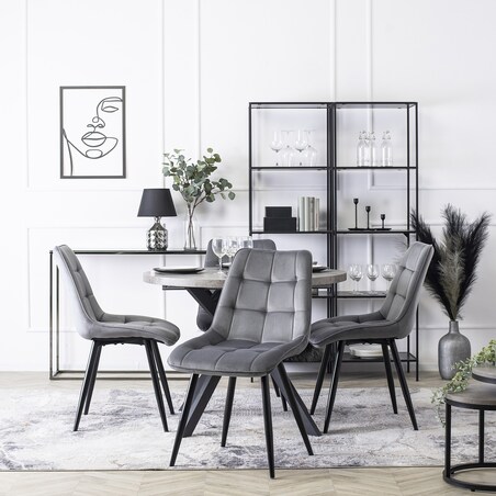 Krzesło Tapicerowane Welurowe Do Salonu Jadalni Loft Velvet Szare RIO