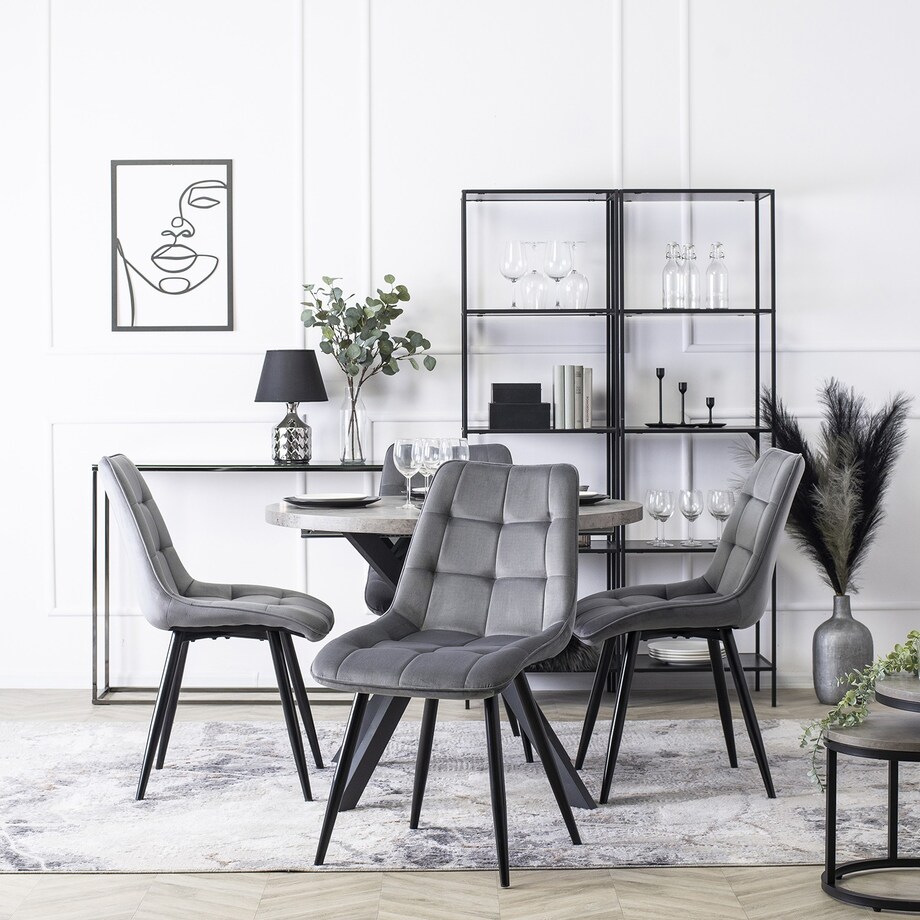 Krzesło Tapicerowane Welurowe Do Salonu Jadalni Loft Velvet Szare RIO