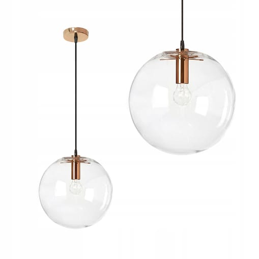 Lampa Wisząca Szklana Kula Rose Gold Lassi 15Cm
