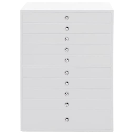 vidaXL Pudełko na biżuterię 10-warstwowe z uchwytami na zegarki, białe, 29x20,5x40,5 cm