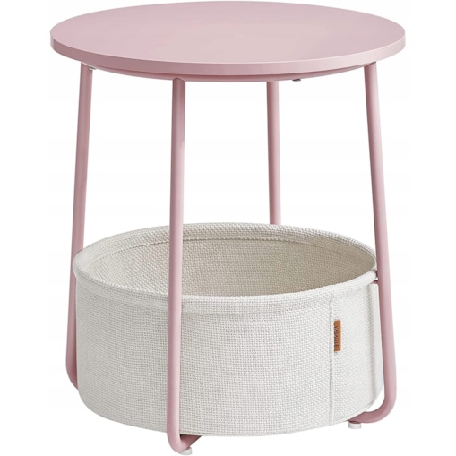 Stolik Szafka Nocna Kosz 45X50 Cm Pastelowy Róż, Mleczna Biel