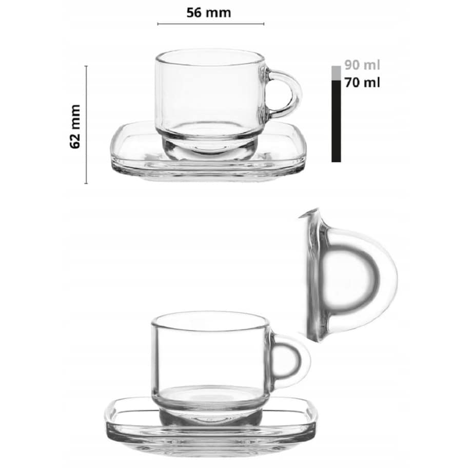 Filiżanka do espresso 70ml + spodek komplet 6szt od GLASMARK