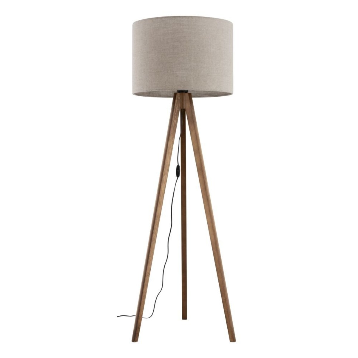Lampa podłogowa GRAND ORZECH TK Lighting 145 cm drewniana z beżowym abażurem E27 do salonu