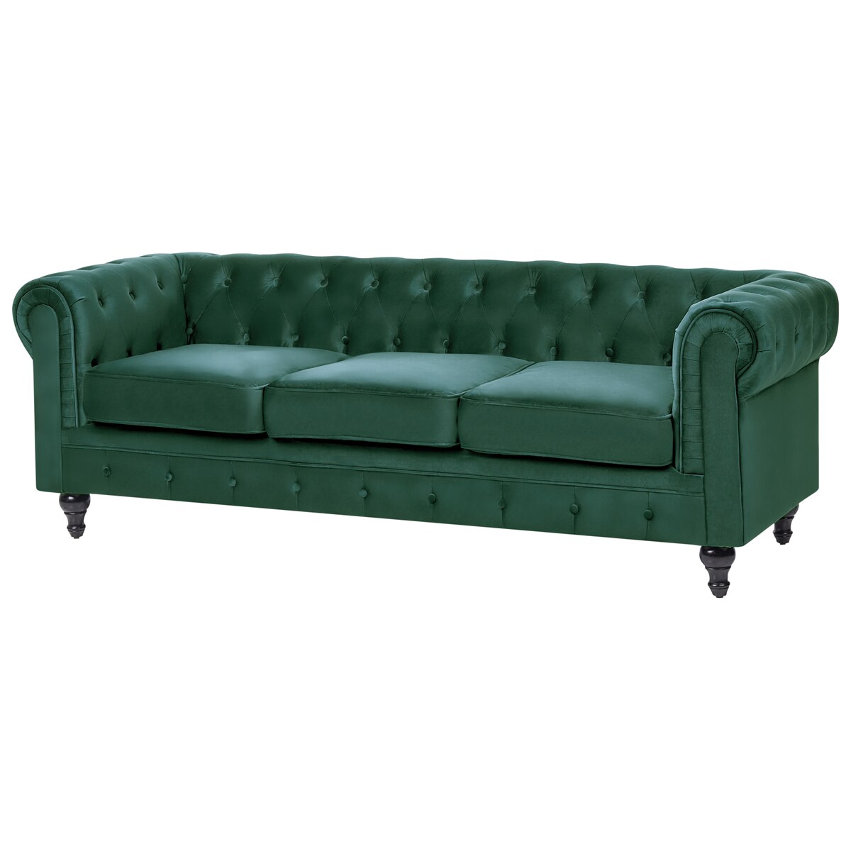 Komplet wypoczynkowy dla 4 osób CHESTERFIELD Welur Szmaragdowy