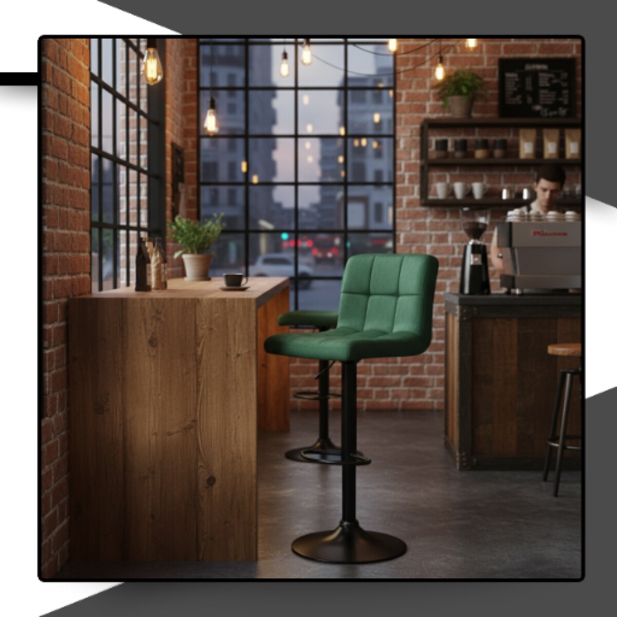 Hoker barowy obrotowy krzesło tapicerowany welurowy regulowany do wyspy