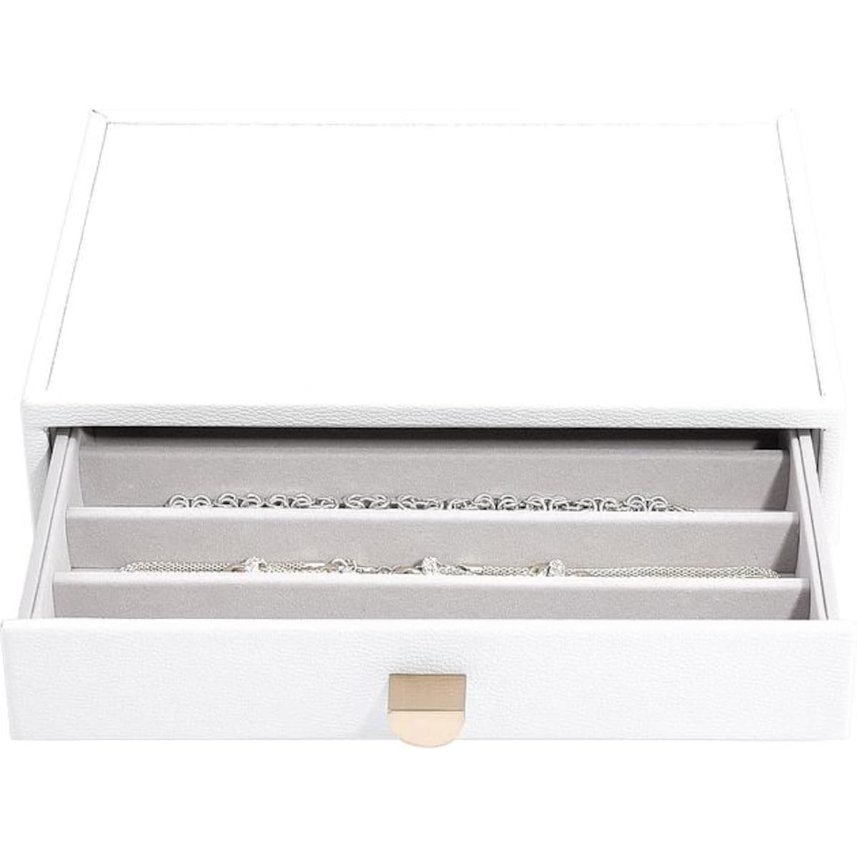 Szkatułka na naszyjniki Stackers Pebble classic biała z szufladą