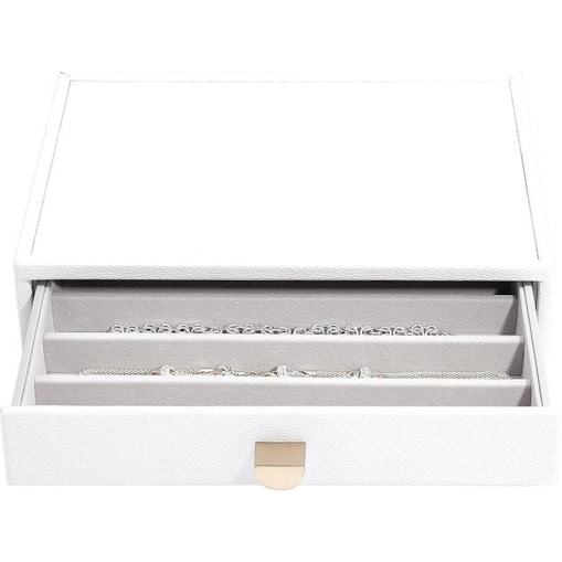 Szkatułka na naszyjniki Stackers Pebble classic biała z szufladą