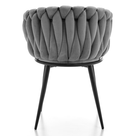 Krzesło tapicerowane plecione glamour salon welurowe LATINA jasnoszara