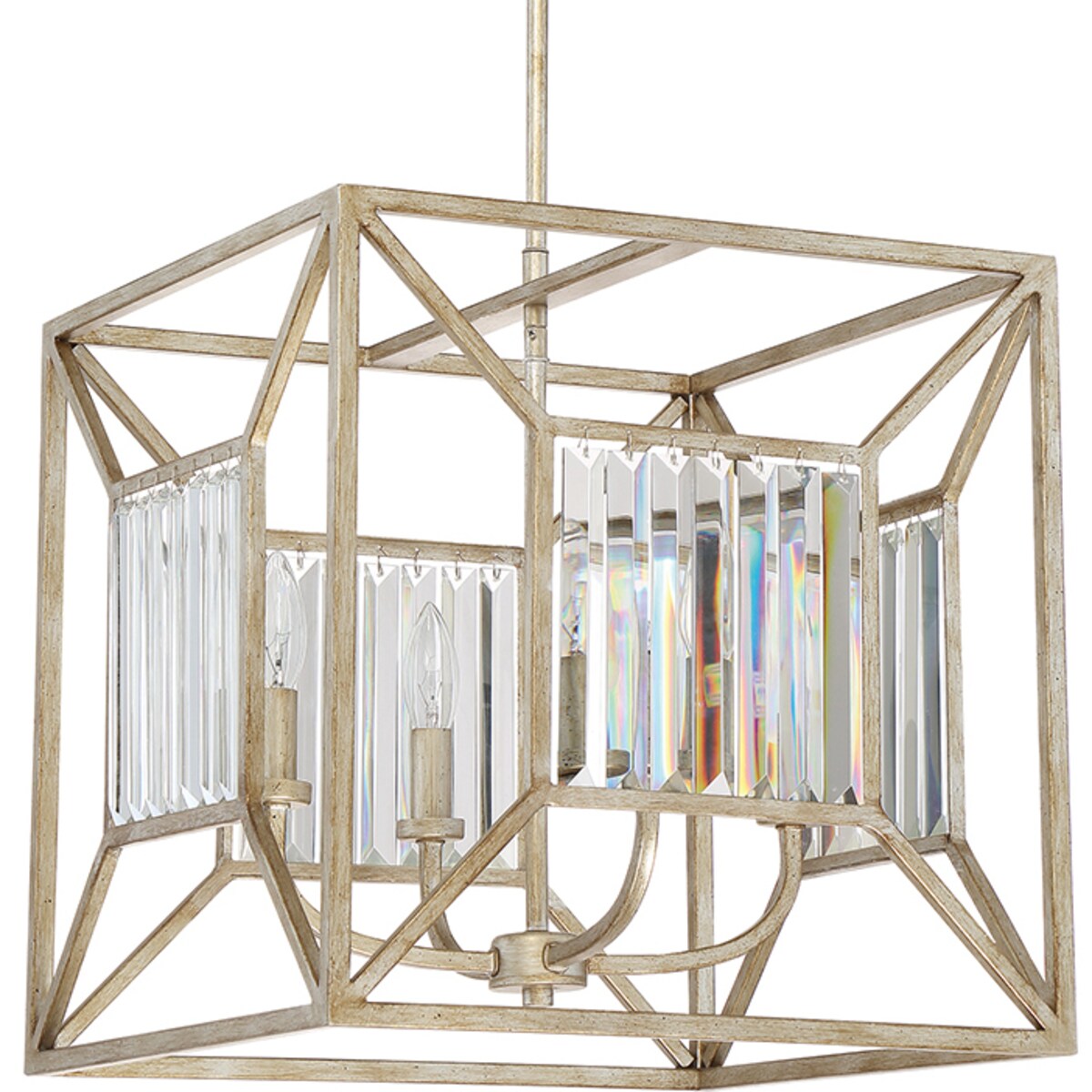 Eklektyczna LAMPA wisząca QZ-LAKESIDE4-P-B Elstead QUOIZEL metalowa OPRAWA zwis klatka na łańcuchu złoty przezroczysty