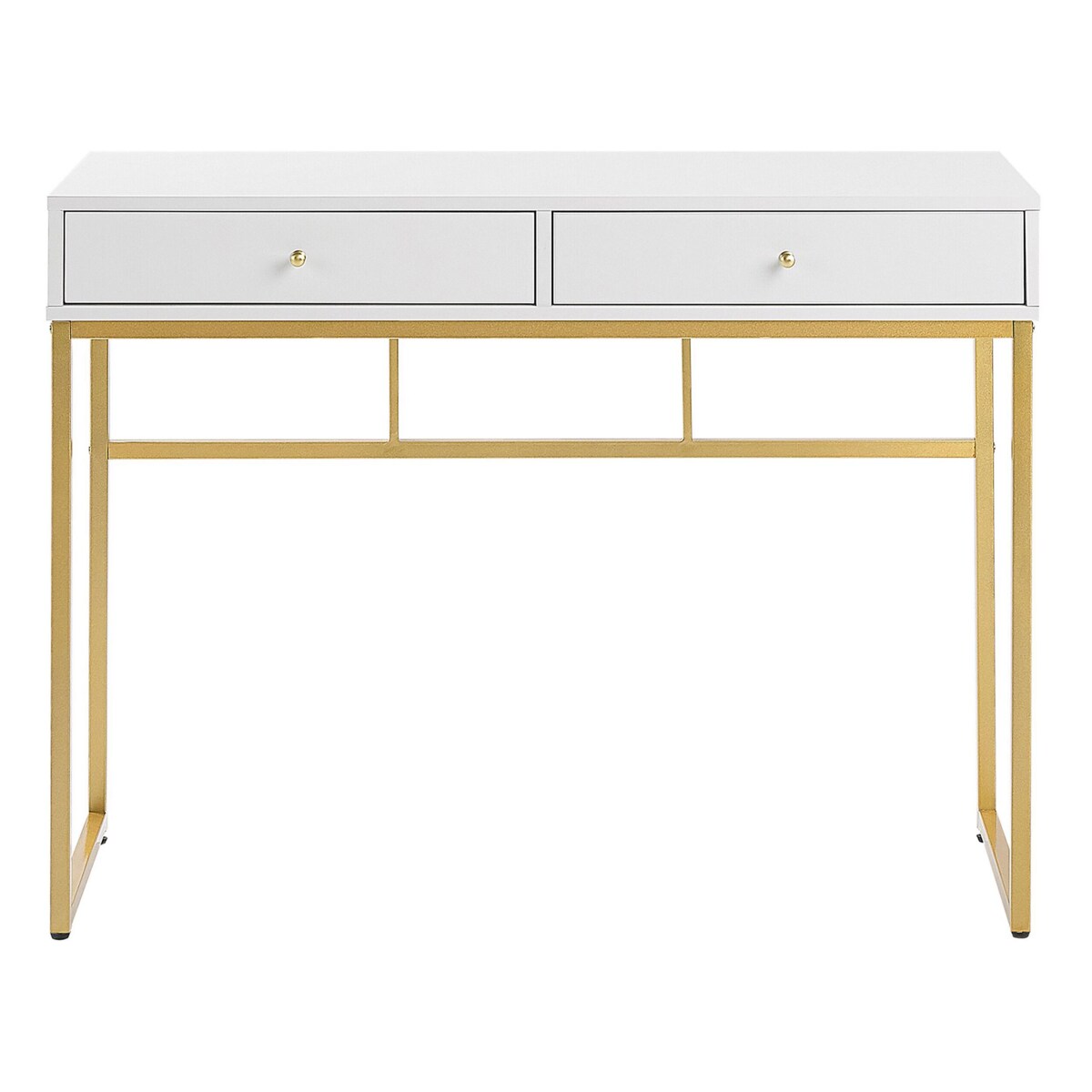 Biurko / Konsola 2 szuflady biało-złota DAPHNE