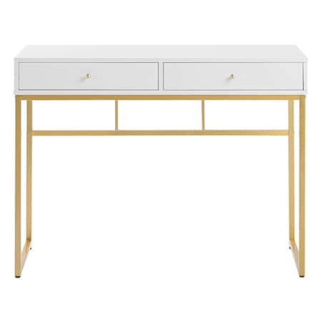 Biurko / Konsola 2 szuflady biało-złota DAPHNE