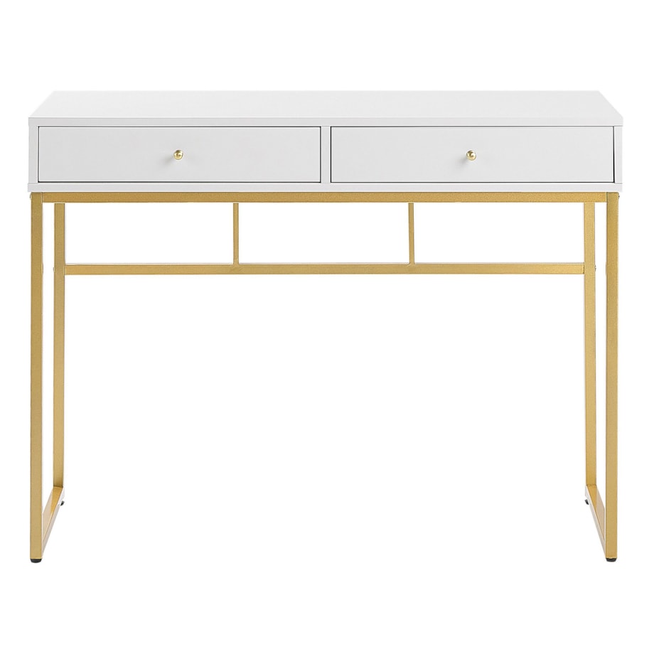 Biurko / Konsola 2 szuflady biało-złota DAPHNE
