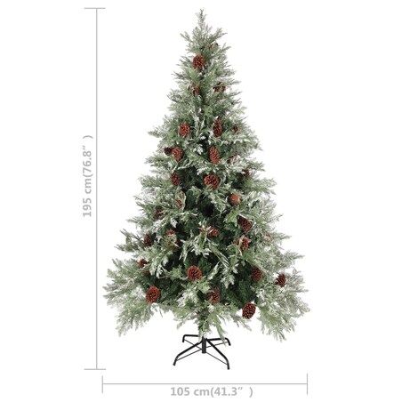 vidaXL Choinka z szyszkami, zielono-biała, 195 cm, PVC i PE