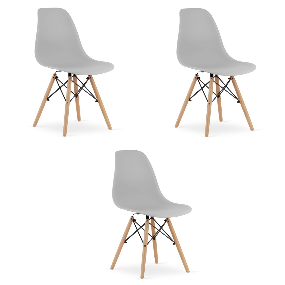 Krzesło Do Jadalni Kuchni Salonu Osaka Szare / Nogi Naturalne X 3