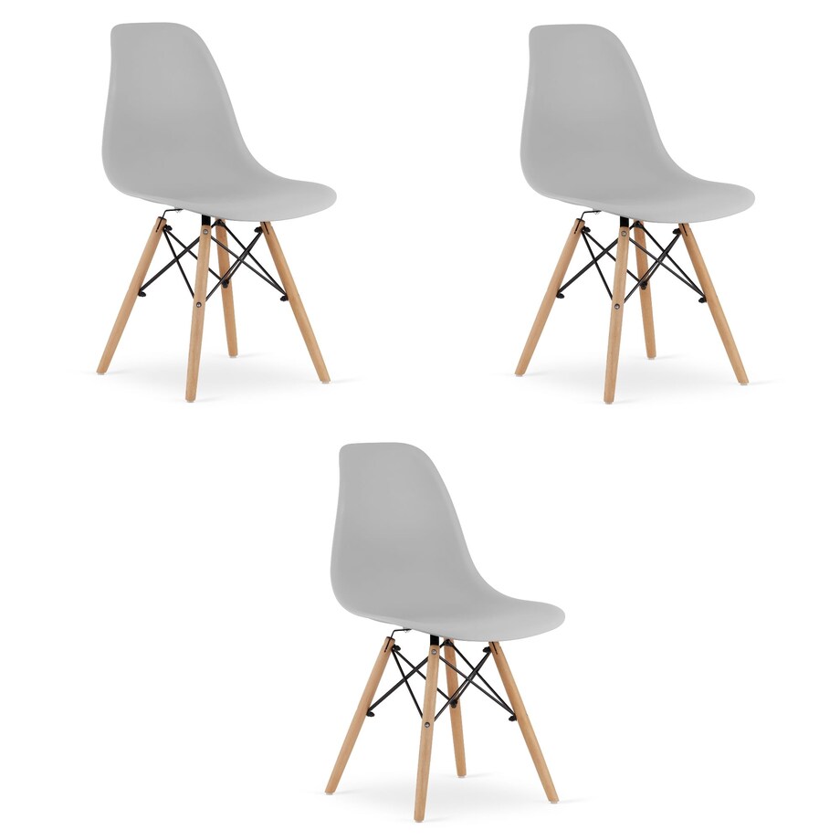 Krzesło Do Jadalni Kuchni Salonu Osaka Szare / Nogi Naturalne X 3