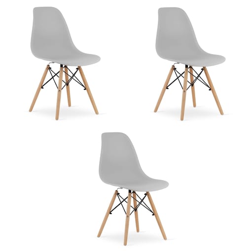 Krzesło Do Jadalni Kuchni Salonu Osaka Szare / Nogi Naturalne X 3