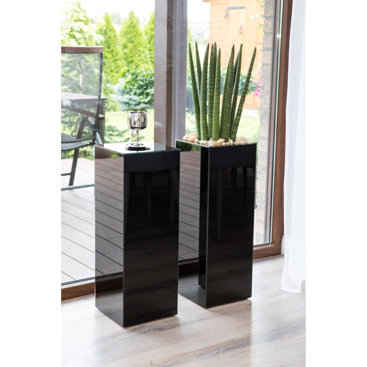 70x25x25 Kwietnik Donica CZARNE SZKŁO