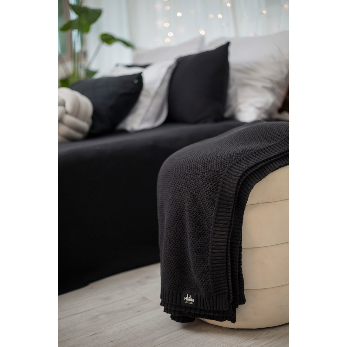Pled pleciony grafitowy, 130 x 160 cm, La Manta