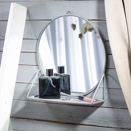 Lustro ścienne z półką Daira, 32 x 10 x 34 cm