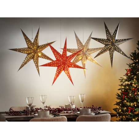 Zestaw 4 dekoracji wiszących LED KAMET Gwiazda 60 cm Kolorowy