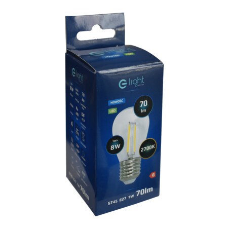 Retro żarówka filamentowa LED 1W ST45 E27 2700K ciepła, Eko-light