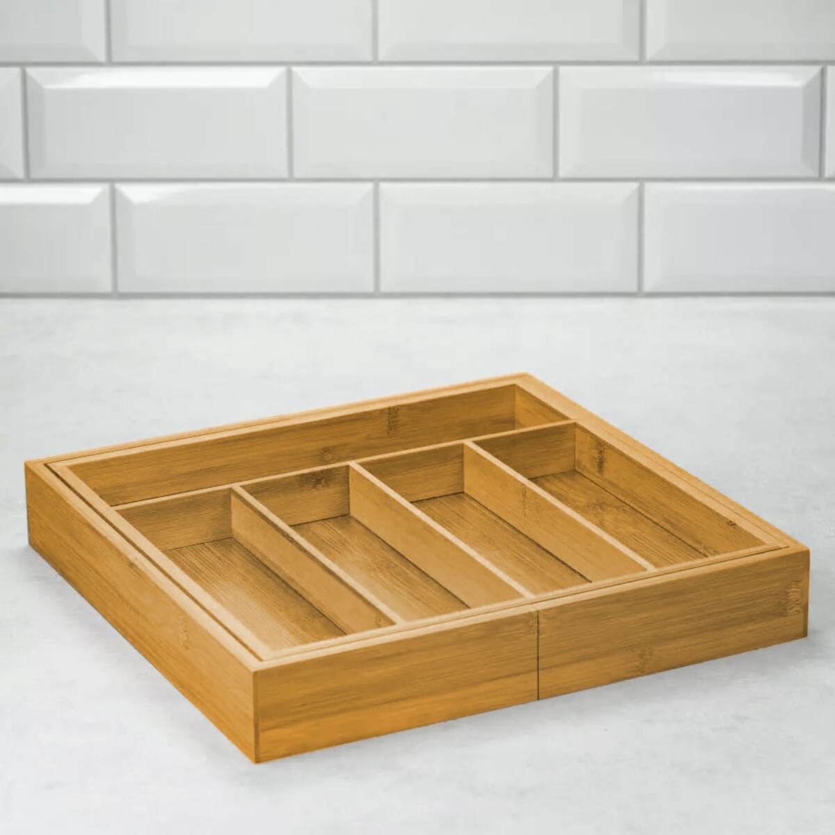 Wkład organizer do szuflady na sztućce rozsuwany 52/31x31cm brązowy KINGHOFF