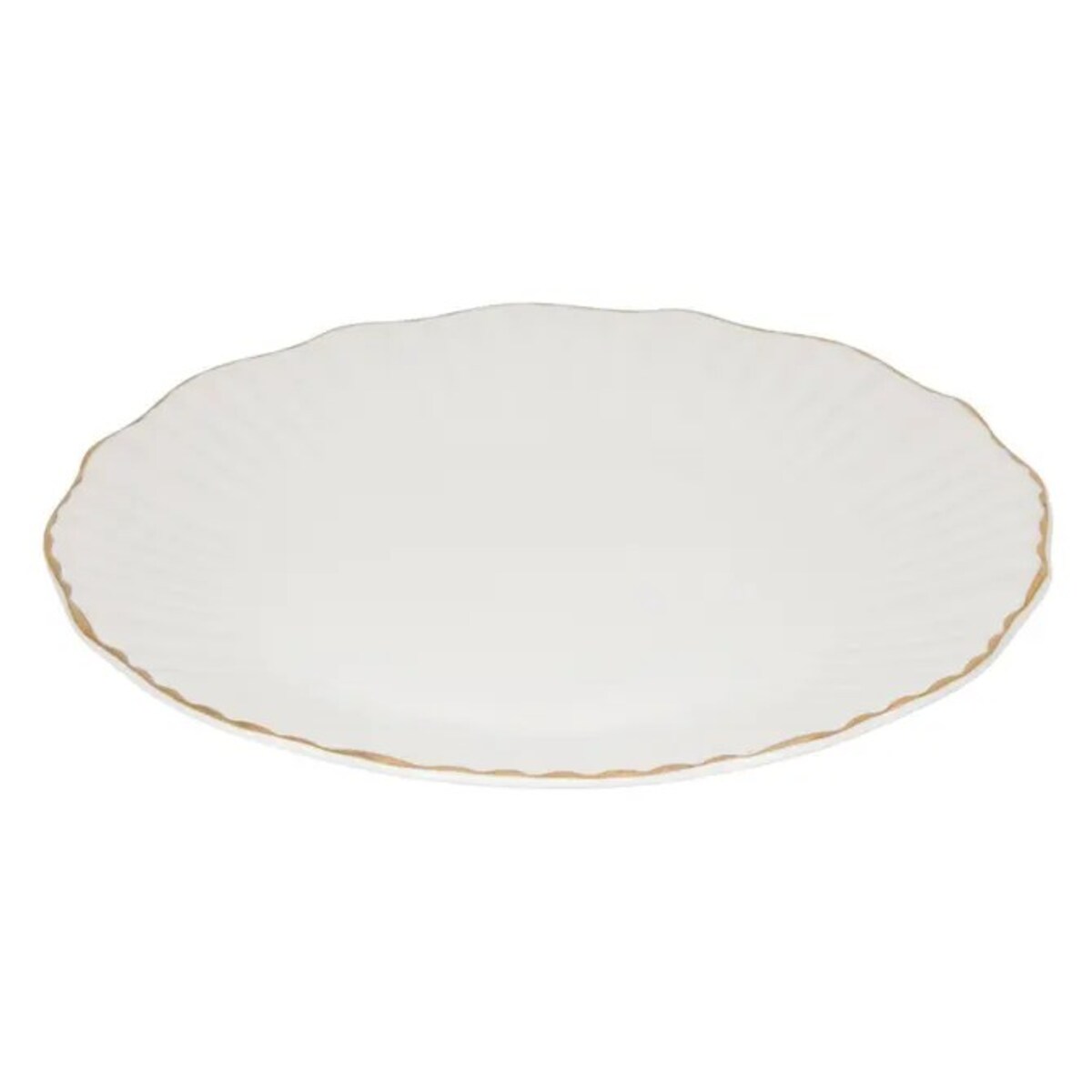 Komplet 6 porcelanowych talerzy obiadowych, białe ze złotem, Daphné, 27 cm