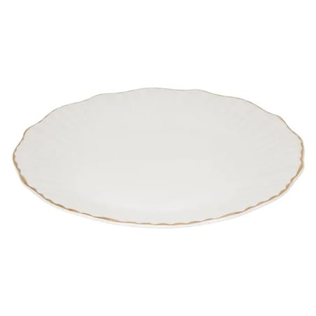 Komplet 6 porcelanowych talerzy obiadowych, białe ze złotem, Daphné, 27 cm