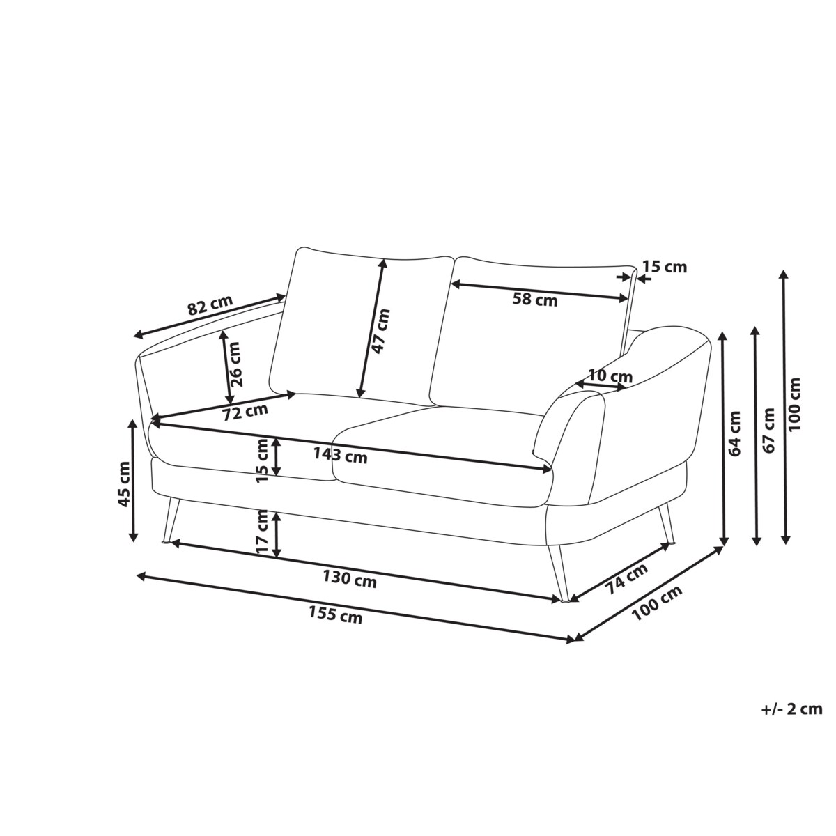Sofa dla 2 osób KJAER Złamana biel