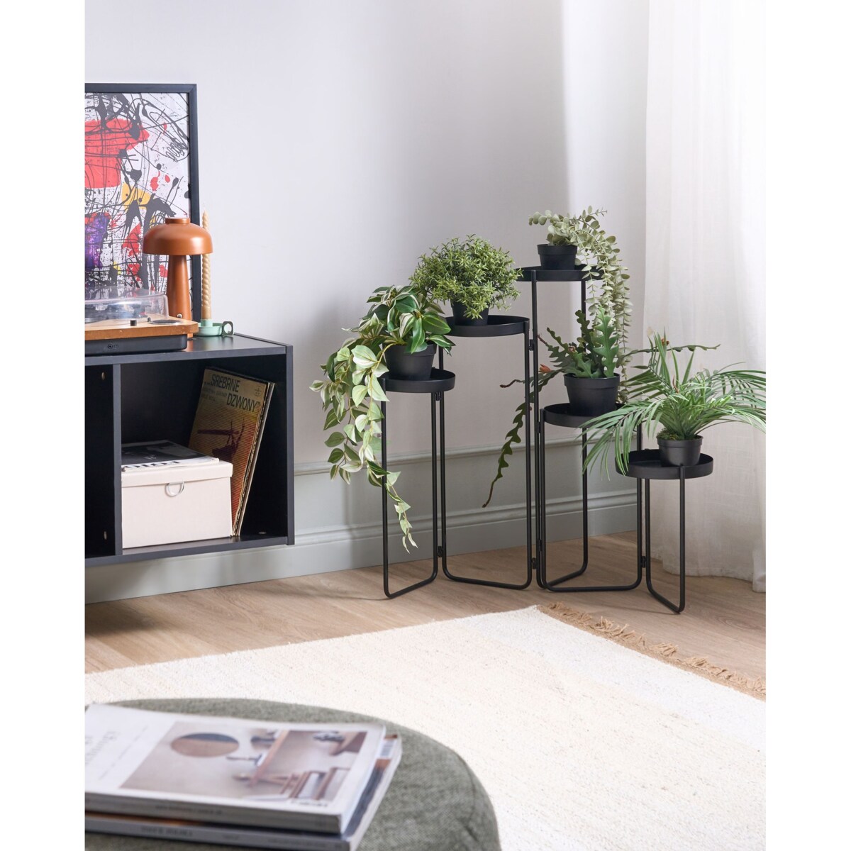 Stojak na kwiaty NANTEN Metal 80 cm Czarny