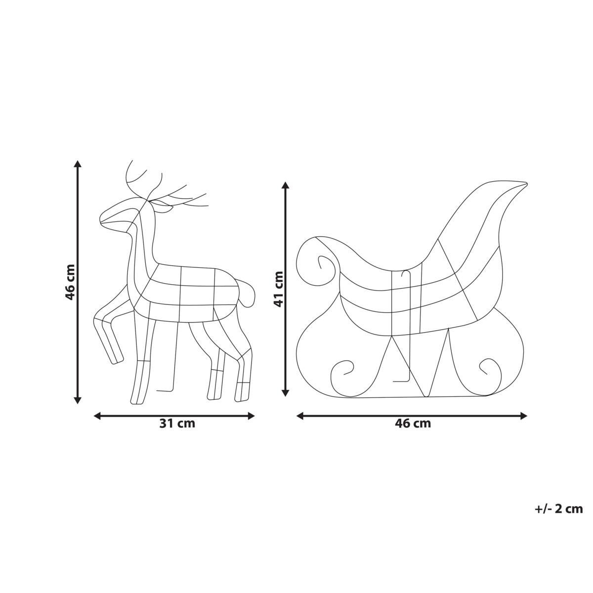 Dekoracja ogrodowa LED renifer z saniami 46 cm srebrna SAIJA