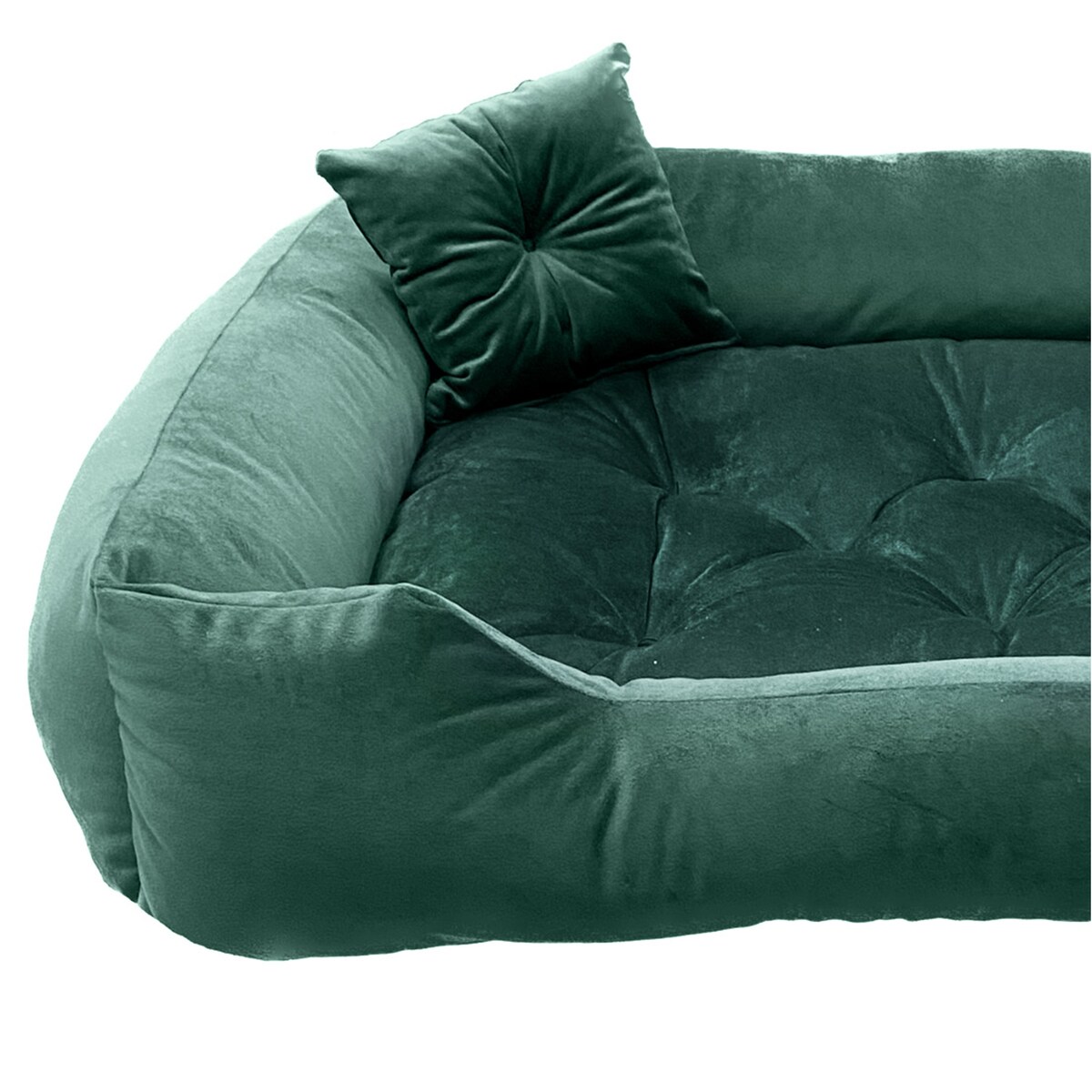 Legowisko Dla Psa Kanapa Posłanie Welurowe 90X75 Cm Pikowane Prestiżowe Zielone