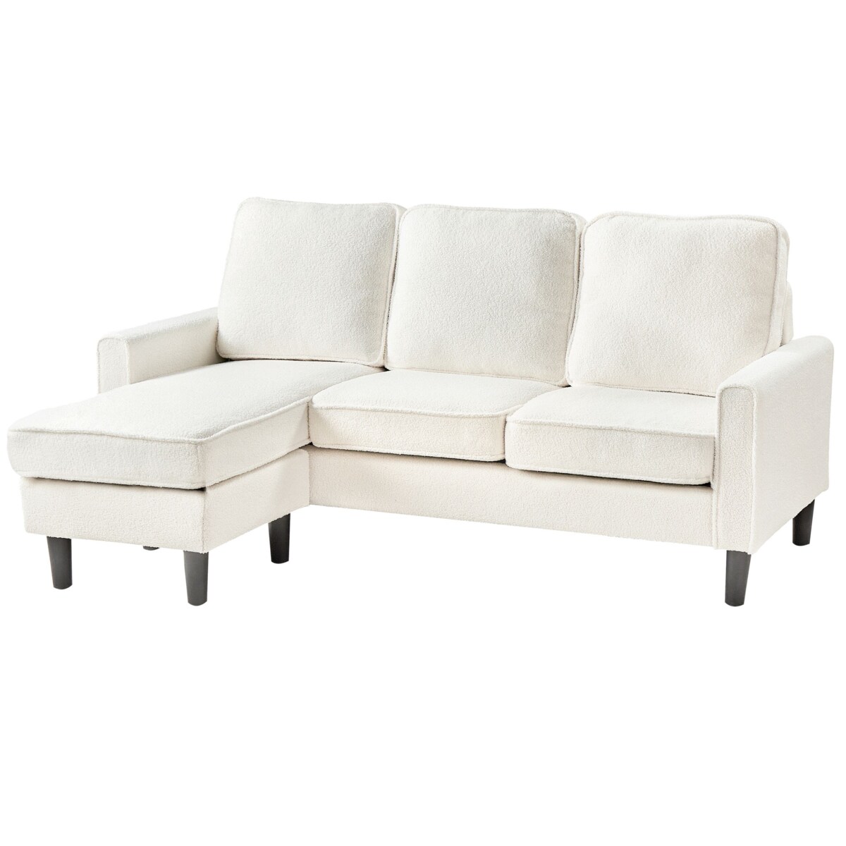 Sofa 3-osobowa z otomaną boucle biała AVESTA