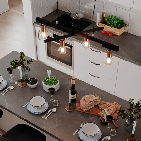 Wisząca lampa industrialna Zeona do jadalni nad stół czarna