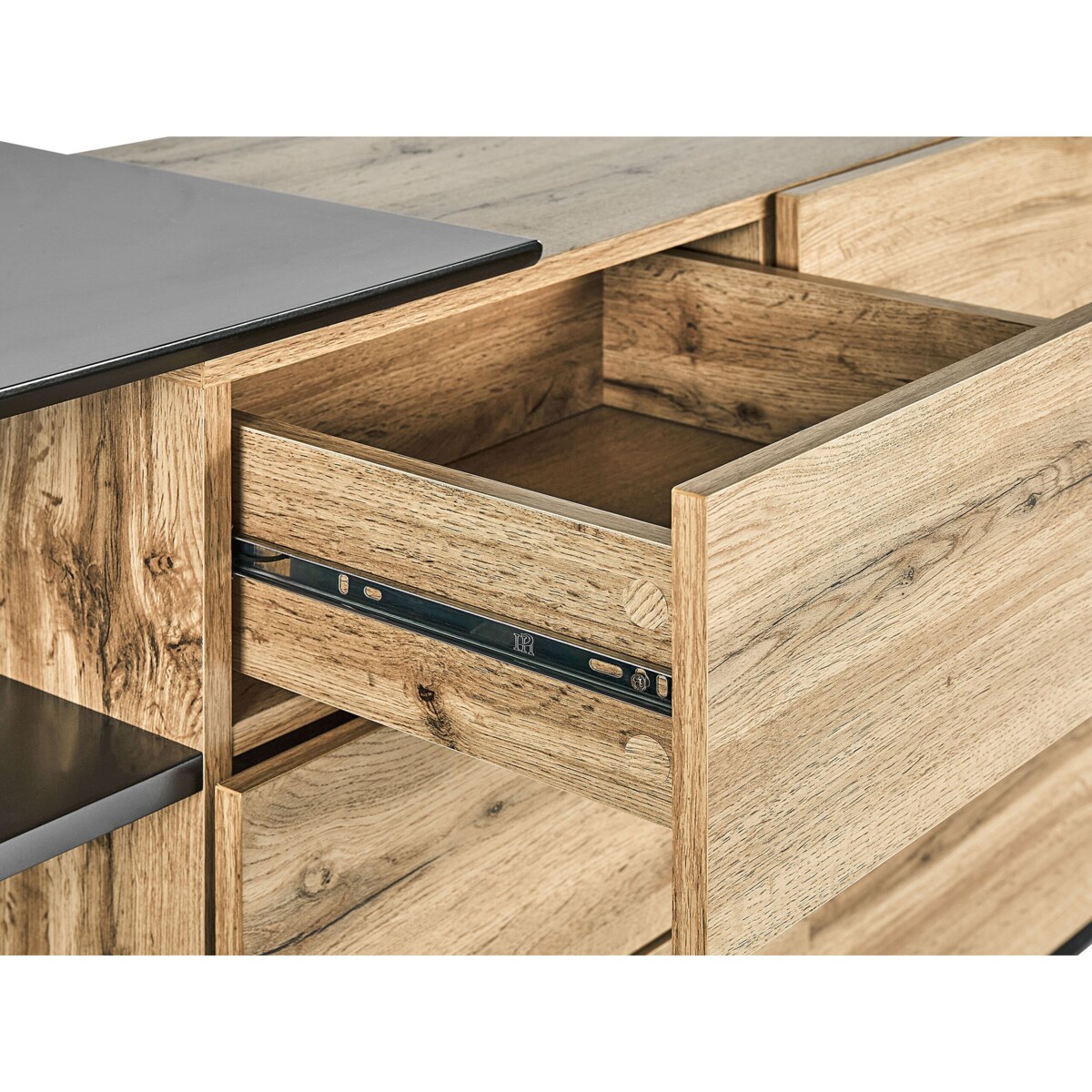 Komoda jasne drewno z czarnym FIORA