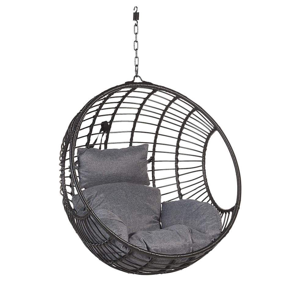 Fotel wiszący ze stojakiem ASPIO Technorattan Czarny