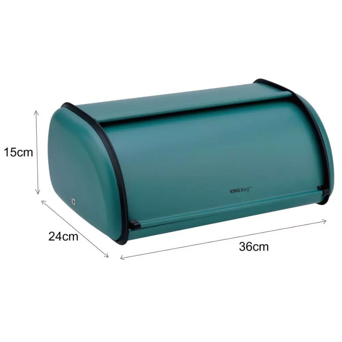Chlebak stalowy mały 36cm zielony matowy pojemnik na chleb pieczywo bułki KINGHOFF
