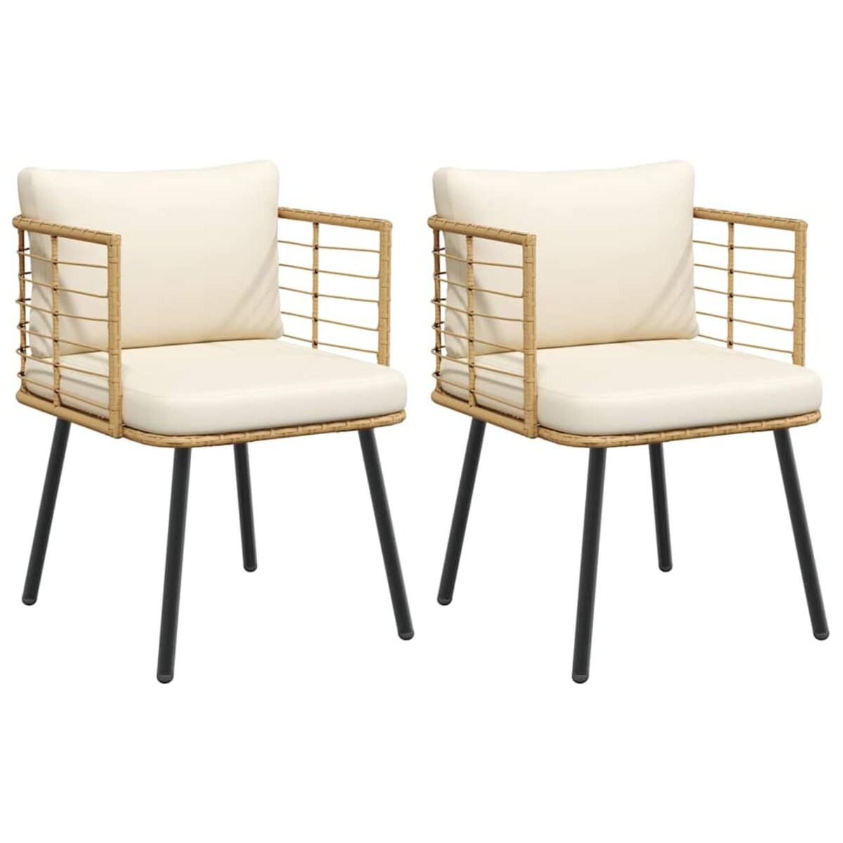 vidaXL Krzesła ogrodowe 2 szt. z poduszkami Naturalny polirattan