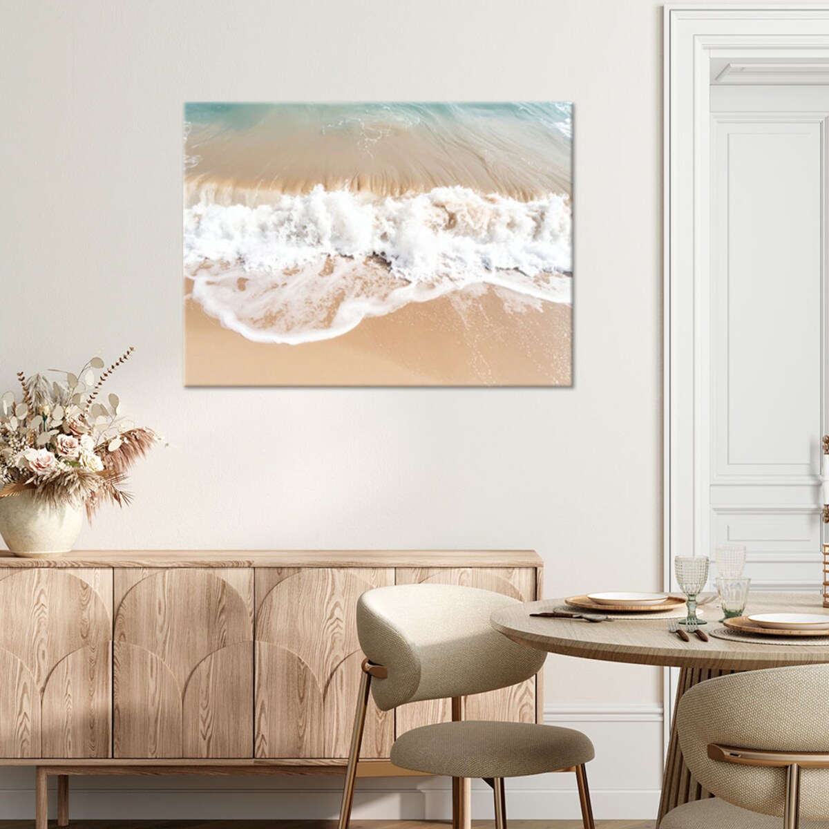 Obraz do salonu sypialni jadalni, Plaża morze fale natura beżowy 60x40