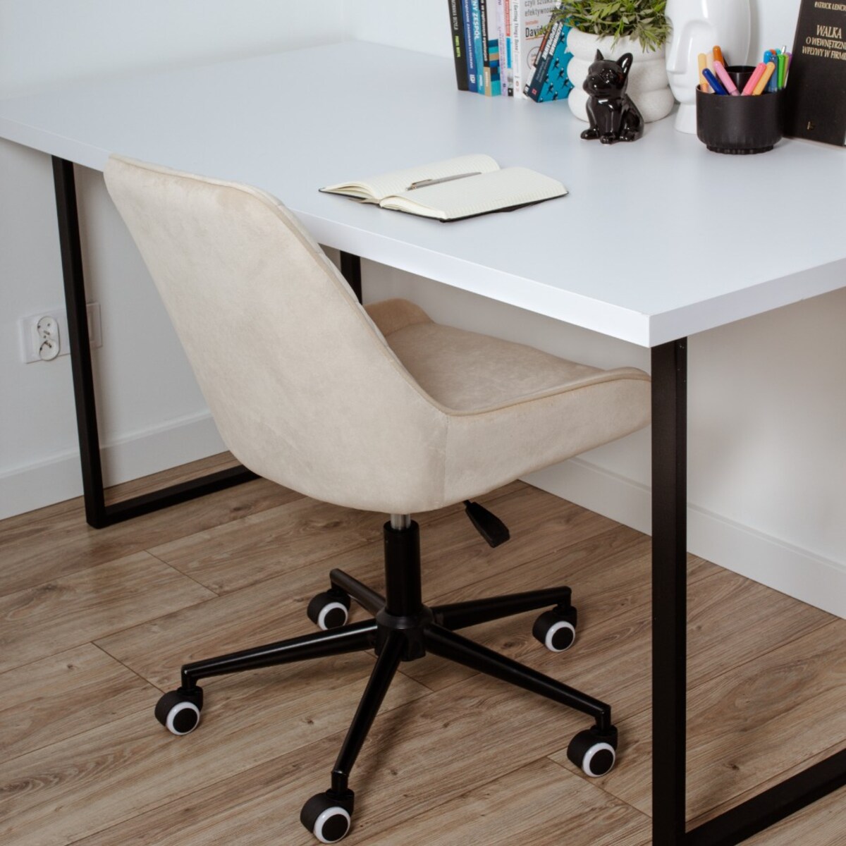 Fotel biurowy krzesło obrotowe regulowane beżowe do biurka