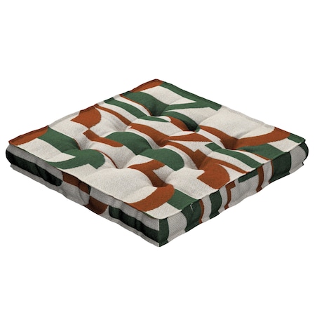 Poduszka na krzesło Kuba, zielono-czerwony wzory na kremowym tle, 40 x 40 x 6 cm, Cosy Home