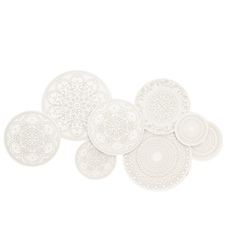 Dekoracja ścienna biała 81x153x4 cm ROZETY