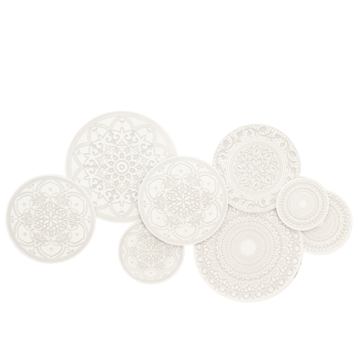 Dekoracja ścienna biała 81x153x4 cm ROZETY