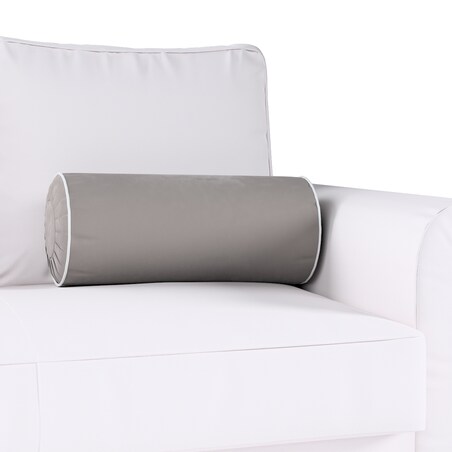 Poduszka wałek z zakładkami z lamówką, gołębi szary, Ø20 x 50 cm, Velvet