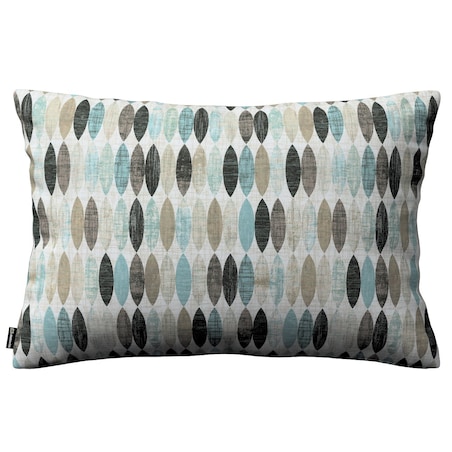 Poszewka Kinga na poduszkę prostokątną 47x28 wzory w odcieniach błękitu, beżu i czarnego na jasnym tle