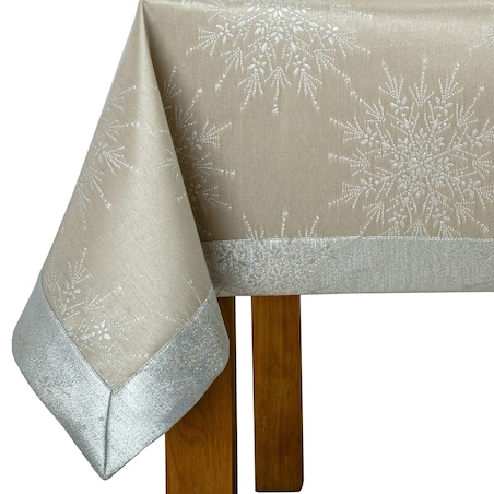 Obrus Śnieżynka beżowy - 120x160 cm - beżowy