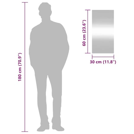 vidaXL Lustro ścienne, 30x60 cm, szklane, prostokątne