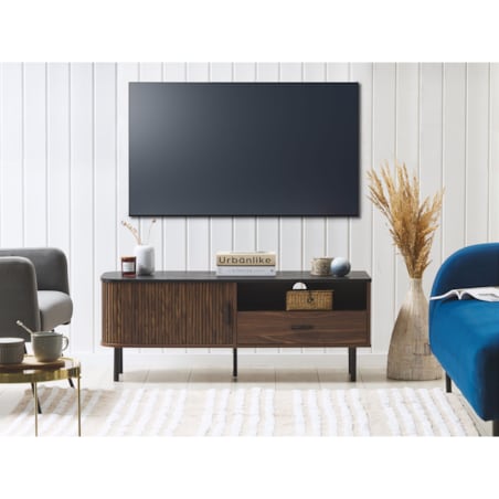 Szafka RTV ciemne drewno z czarnym JOSE